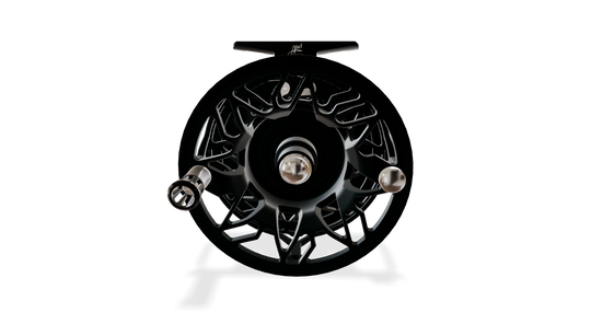 Abel Rove Fly Reel Solid - Satin Black - Grateful Dead Lighting Bolt Knob - 5/7 WT with Black Handle