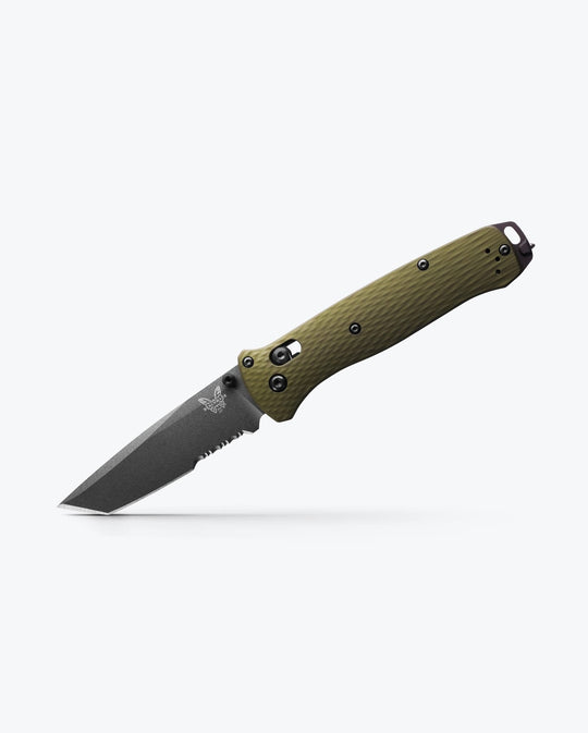 Benchmade Bailout 537SGY-1 Woodland Green aluminum, serrated M4 tanto