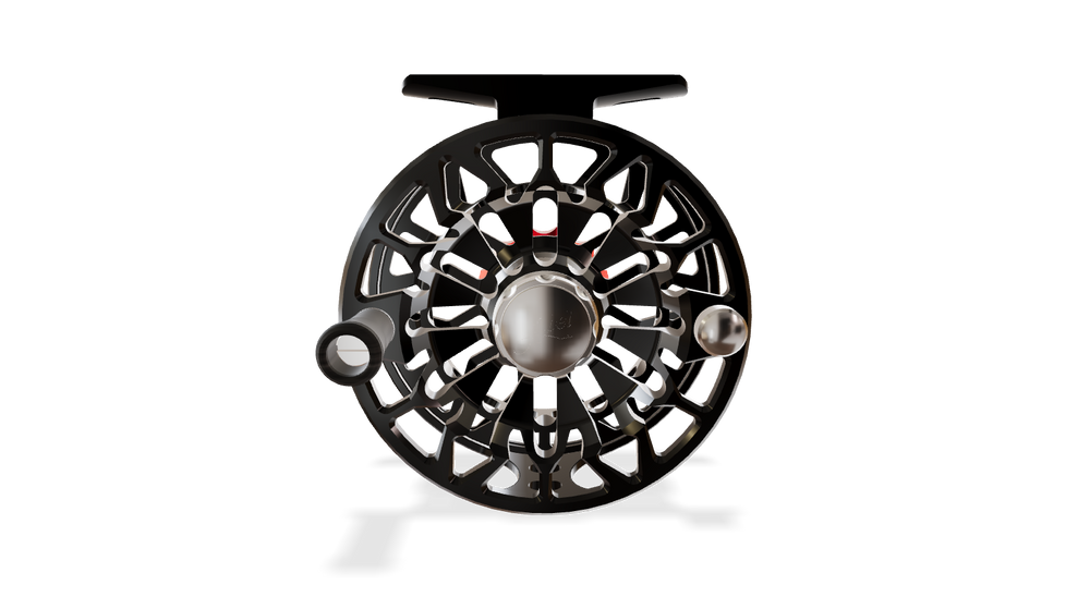 Abel SDF Fly Reel Ported - Basic Black - Grateful Dead Bolt 5/6 WT with Ebony Handle