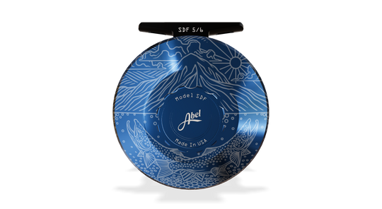 Abel SDF Fly Reel Solid Deep Blue - Deep Blue Drag Knob 5/6 WT - Underwood Ridge Risers - Ebony Handle