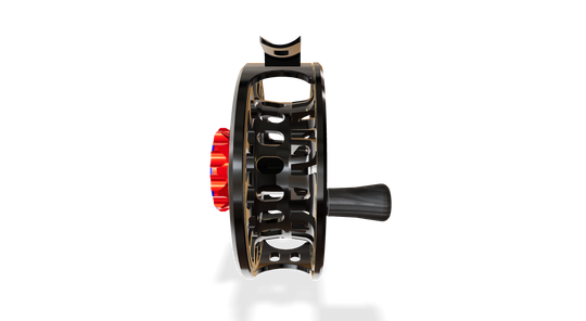 Abel SDF Fly Reel Ported - Basic Black - Grateful Dead Bolt 5/6 WT with Ebony Handle