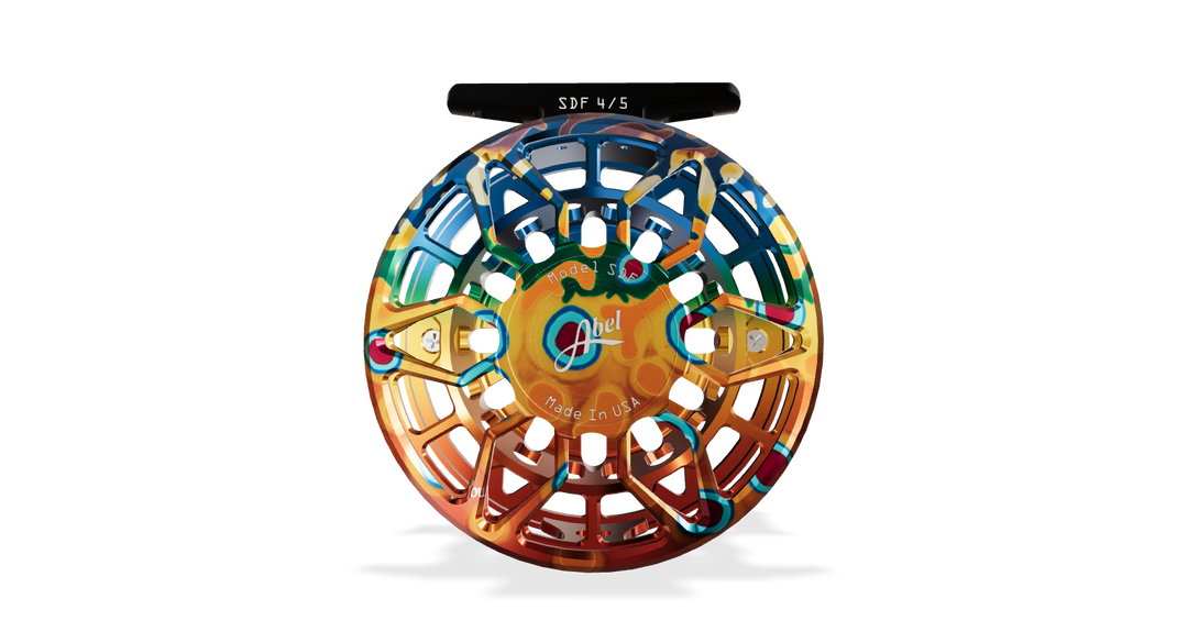 Abel SDF Fly Reel Ported - De Young Brook Flank - Brook Flank Knob 4/5 WT with Rosewood Handle