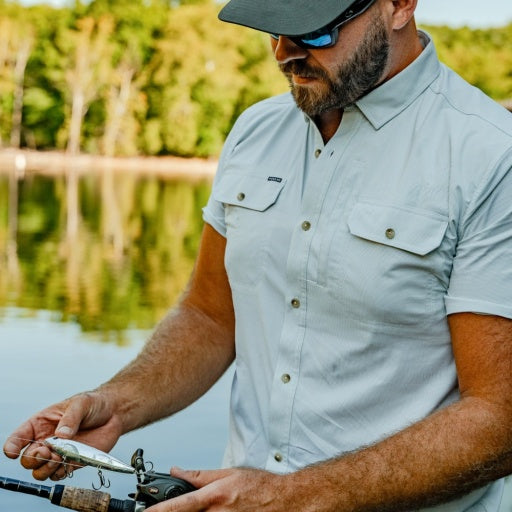 Poncho Outdoors The Carolina Rig Men's Short Sleeve Shirt - Turf Green Microcheck