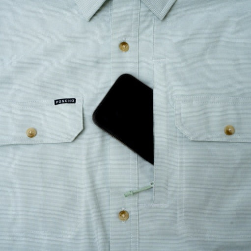 Poncho Outdoors The Carolina Rig Men's Short Sleeve Shirt - Turf Green Microcheck