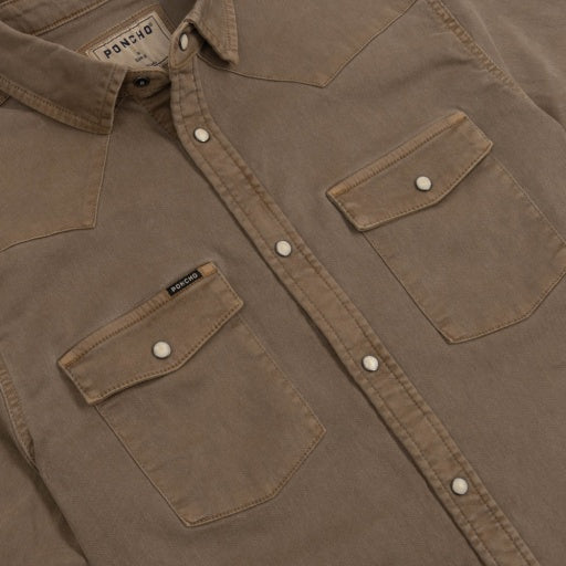 Poncho Outdoors The Cotulla Men's Long Sleeve Shirt - Brown