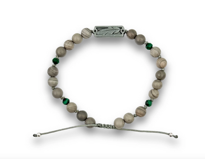 Sight Line Provisions - Feather Grey + Malachite Beads Bracelet