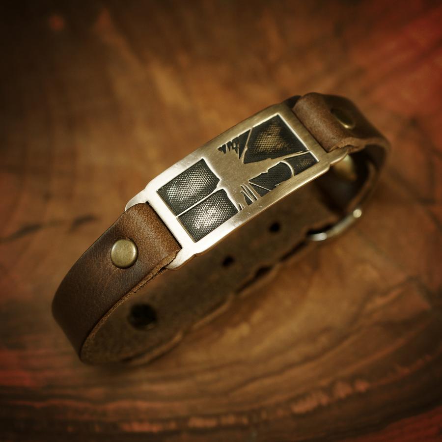 Sight Line Provisions Streamline Collection - Trout Bronze on Brown Leather Bracelet
