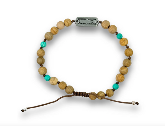 Sight Line Provisions - Trout Sandalwood + Turquoise Beads Bracelet