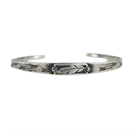 Sight Line Provisions Thin Line - Tapered-Feather Silver Bracelet