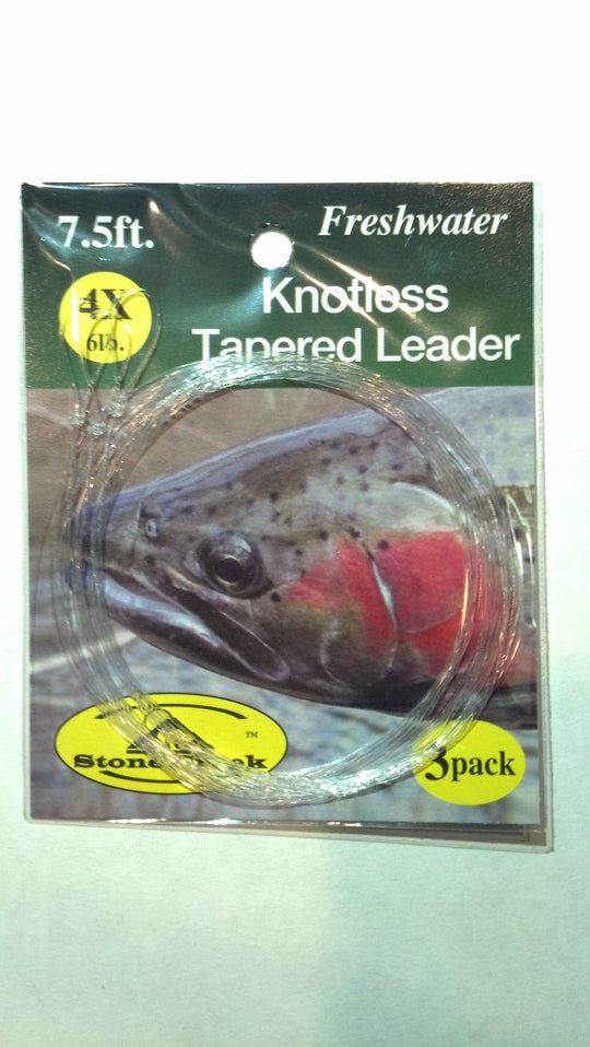 Stone Creek Knotless Tapered Leader 7.5ft 3pk - Fly Fishing