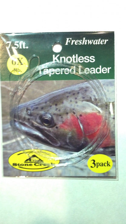 Stone Creek Knotless Tapered Leader 7.5ft 3pk - Fly Fishing