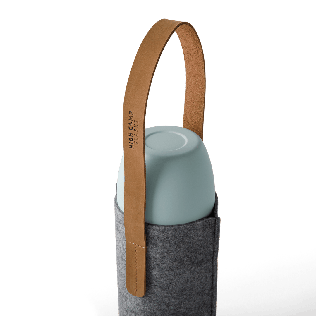 High Camp wool flask tote detail